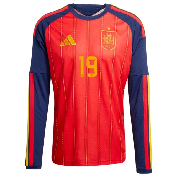 Spanien Lamine Yamal #19 Hemmatröja Herr VM 2026 Långärmad Fotbollströja