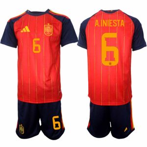 Spanien VM 2026 Hemmaställ Herr Andrés Iniesta #6 Fotbollströja Kortärmad + Shorts