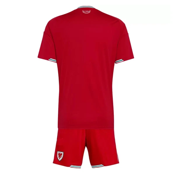 Wales Hemmatröja VM 2026 Barn Kortärmad Fotbollströja + Shorts 2 Wales Hemmaställ Barn VM 2026 Kortärmad