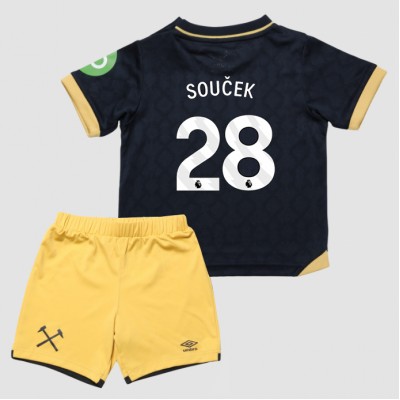 West Ham United 2025/26 Tredjetröja Barn Set – Tomas Soucek #28 Kortärmad Fotbollströja med Shorts
