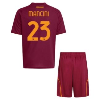 AS Roma Gianluca Mancini #23 Barn Hemmatröja 2025/26 – Kortärmad Fotbollströja med Shorts