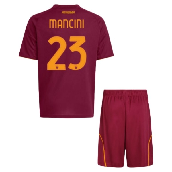 AS Roma Gianluca Mancini #23 Barn Hemmatröja 2025/26 – Kortärmad Fotbollströja med Shorts