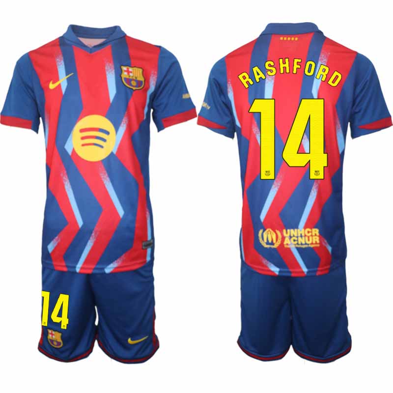 FC Barcelona Marcus Rashford #14 Fjärdetröja 2025/26 Herr Fotbollsställ – Tröja & Shorts