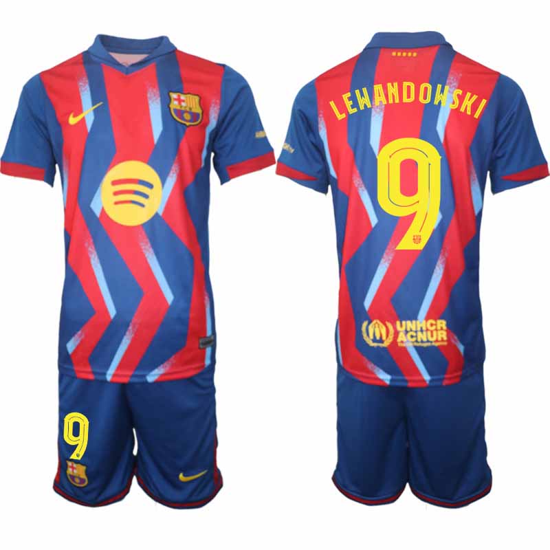 FC Barcelona Robert Lewandowski #9 Fjärdetröja 2025/26 Herr – Fotbollströja + Shorts