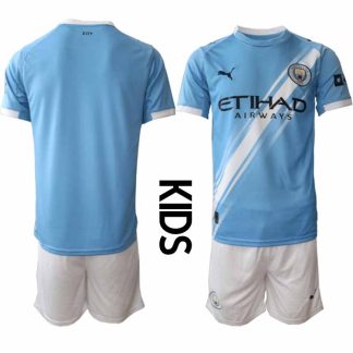 Manchester City 2025/26 Hemmaställ Barn – Kortärmad Fotbollströja med Shorts