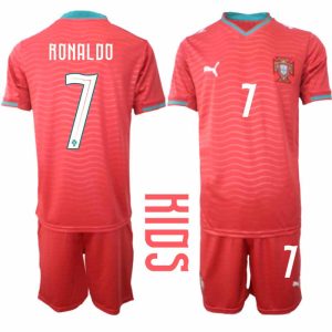 Portugal Barn Hemmaställ VM 2026 Cristiano Ronaldo #7 Kortärmad Fotbollströja med Shorts