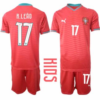 Portugal Barn Hemmaställ VM 2026 Rafael Leão #17 Kortärmad Fotbollströja med Shorts