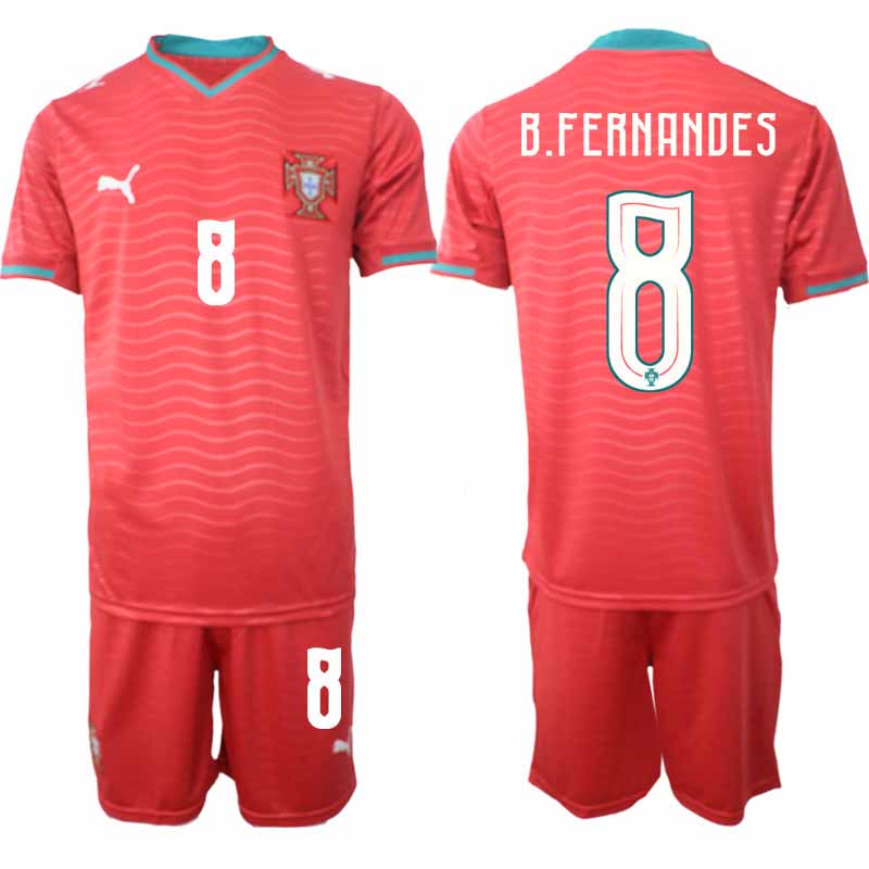 Portugal Hemmaställ VM 2026 Bruno Fernandes #8 Herr Kortärmad Fotbollströja med Shorts 1 Portugal Hemmaställ VM 2026 Bruno Fernandes #8 Herr Kortärmad Fotbollströja med Shorts