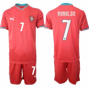 Portugal Hemmaställ VM 2026 Cristiano Ronaldo #7 Herr Kortärmad Fotbollströja med Shorts