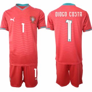 Portugal Hemmaställ VM 2026 Diogo Costa #1 Herr Kortärmad Fotbollströja med Shorts