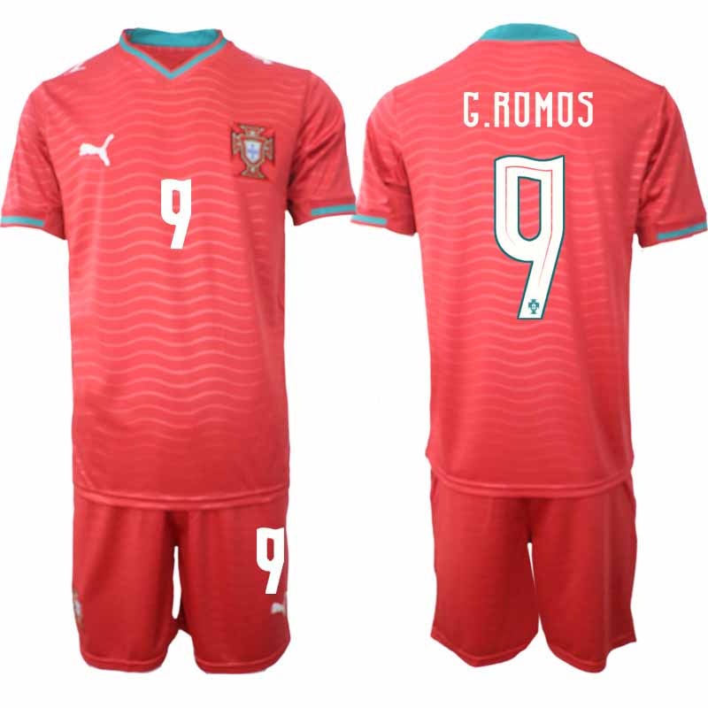 Portugal Hemmaställ VM 2026 Gonçalo Ramos #9 Herr Kortärmad Fotbollströja med Shorts