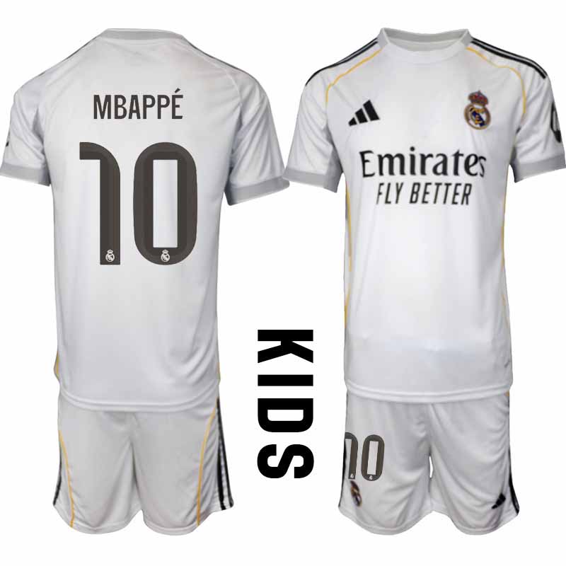 Real Madrid Kylian Mbappé #10 Hemmatröja 2025/26 Barn – Kortärmad Fotbollströja med Shorts 1 Real Madrid Kylian Mbappé #10 Hemmatröja 2025/26 Barn – Kortärmad Fotbollströja med Shorts