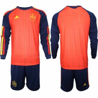 Spanien Herr VM 2026 Hemmaställ Långärmad Fotbollströja med Shorts