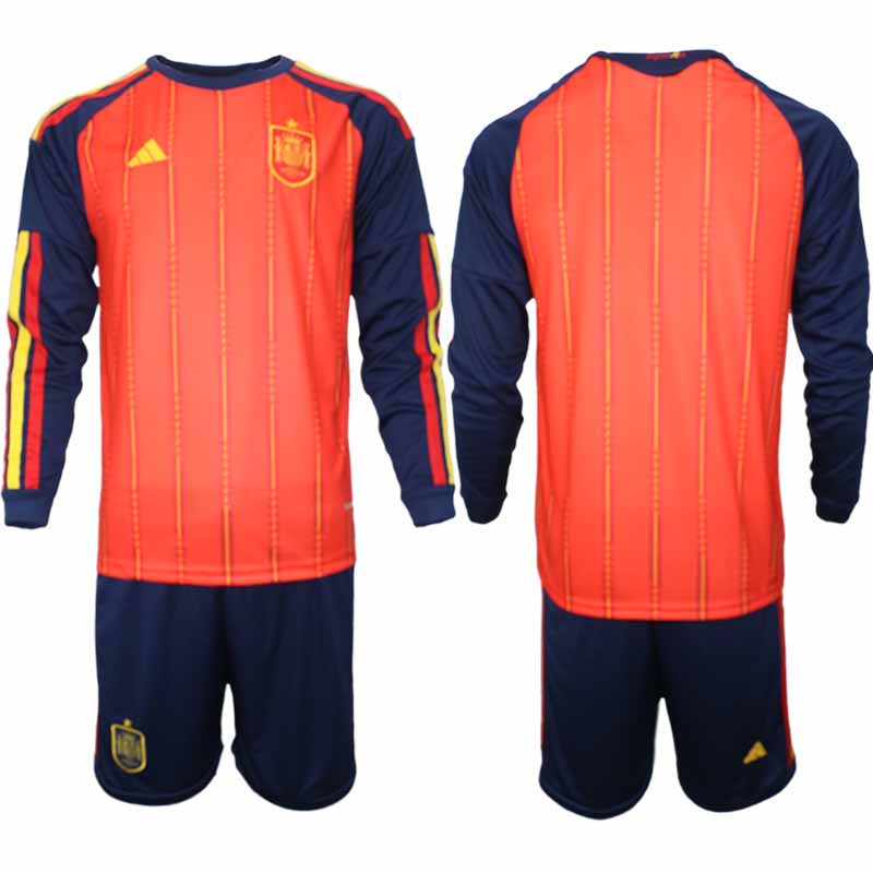 Spanien Herr VM 2026 Hemmaställ Långärmad Fotbollströja med Shorts