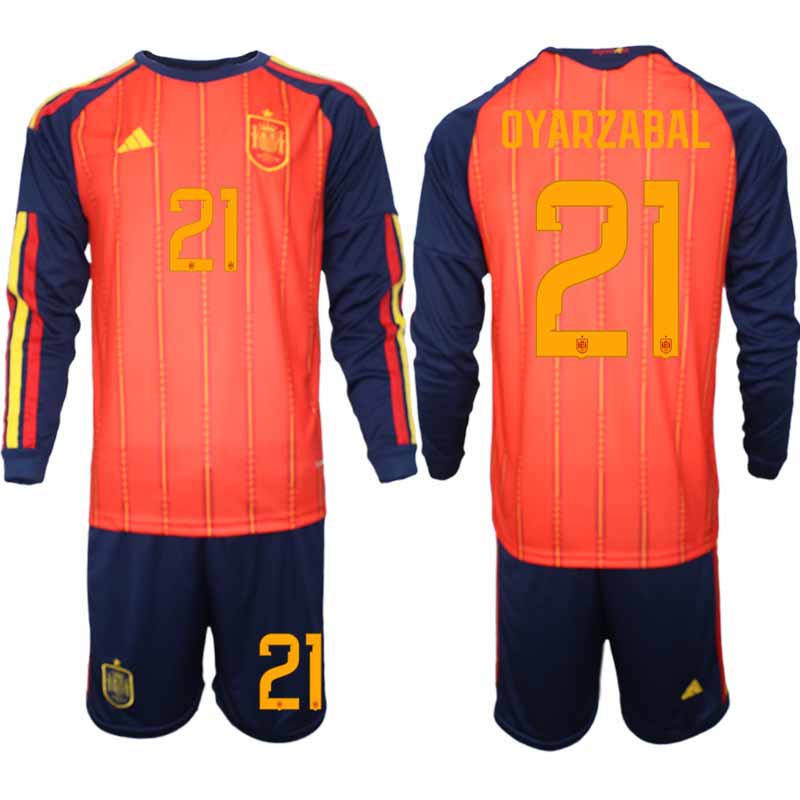 Spanien Herr VM 2026 Hemmaställ Mikel Oyarzabal #21 Långärmad Fotbollströja med Shorts