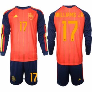 Spanien Herr VM 2026 Hemmaställ Nico Williams #17 Långärmad Fotbollströja med Shorts