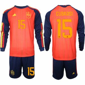 Spanien Herr VM 2026 Hemmaställ Pau Cubarsí #15 Långärmad Fotbollströja med Shorts