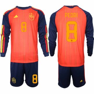 Spanien Herr VM 2026 Hemmaställ Pedri #8 Långärmad Fotbollströja med Shorts