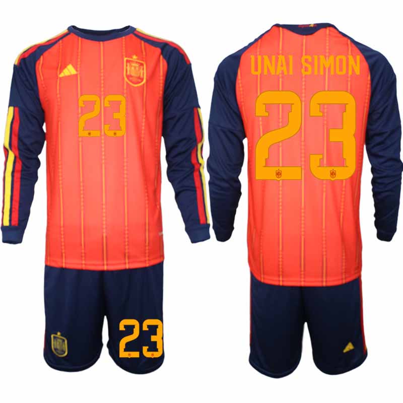 Spanien Herr VM 2026 Hemmaställ Unai Simón #23 Långärmad Fotbollströja med Shorts