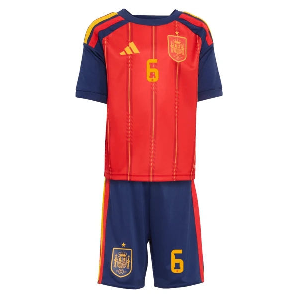 Spanien VM 2026 Hemmaställ Barn – Mikel Merino #6 Kortärmad Tröja + Shorts 2 Spanien VM 2026 Hemmaställ Barn – Mikel Merino #6 Kortärmad Tröja + Shorts-1