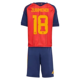Spanien VM 2026 Hemmaställ Barn – Mikel Zubimendi #18 Kortärmad Tröja + Shorts