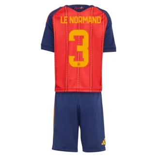 Spanien VM 2026 Hemmaställ Barn – Robin Le Normand #3 Kortärmad Tröja + Shorts
