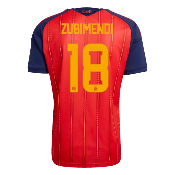 Spanien VM 2026 Hemmatröja Herr – Mikel Zubimendi #18 Kortärmad Fotbollströja 1 Spanien VM 2026 Hemmatröja Herr – Mikel Zubimendi #18 Kortärmad Fotbollströja