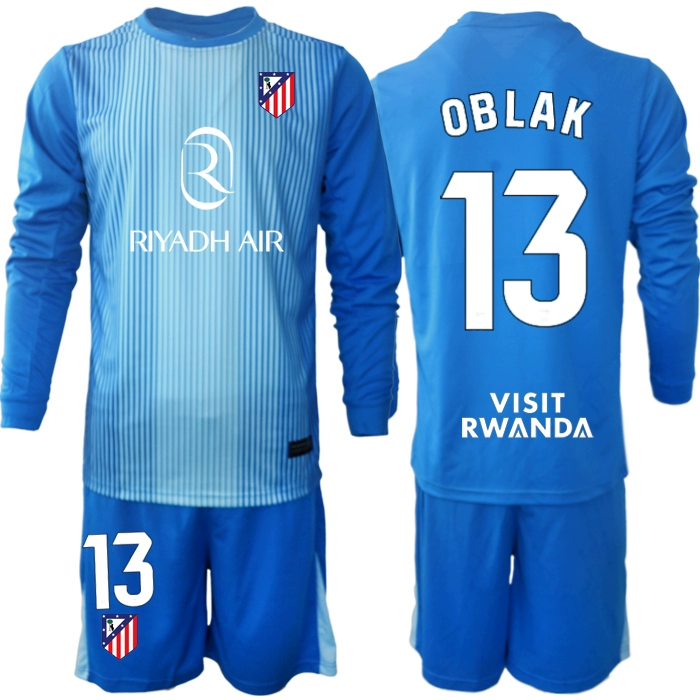 Atlético Madrid Målvaktsställ 2025/26 Herr – Jan Oblak #13 Blå Långärmad Fotbollströja + Shorts 1 Atlético Madrid Målvaktsställ 2025/26 Herr – Jan Oblak #13 Blå Långärmad Fotbollströja + Shorts