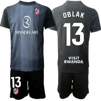 Atlético Madrid Målvaktsställ 2025/26 Herr – Jan Oblak #13 Svart Fotbollströja + Shorts