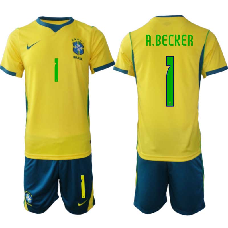Brasilien Hemmaställ VM 2026 Alisson Becker #1 Herr – Fotbollströja + Shorts 1 Brasilien Hemmaställ VM 2026 Alisson Becker #1 Herr – Fotbollströja + Shorts