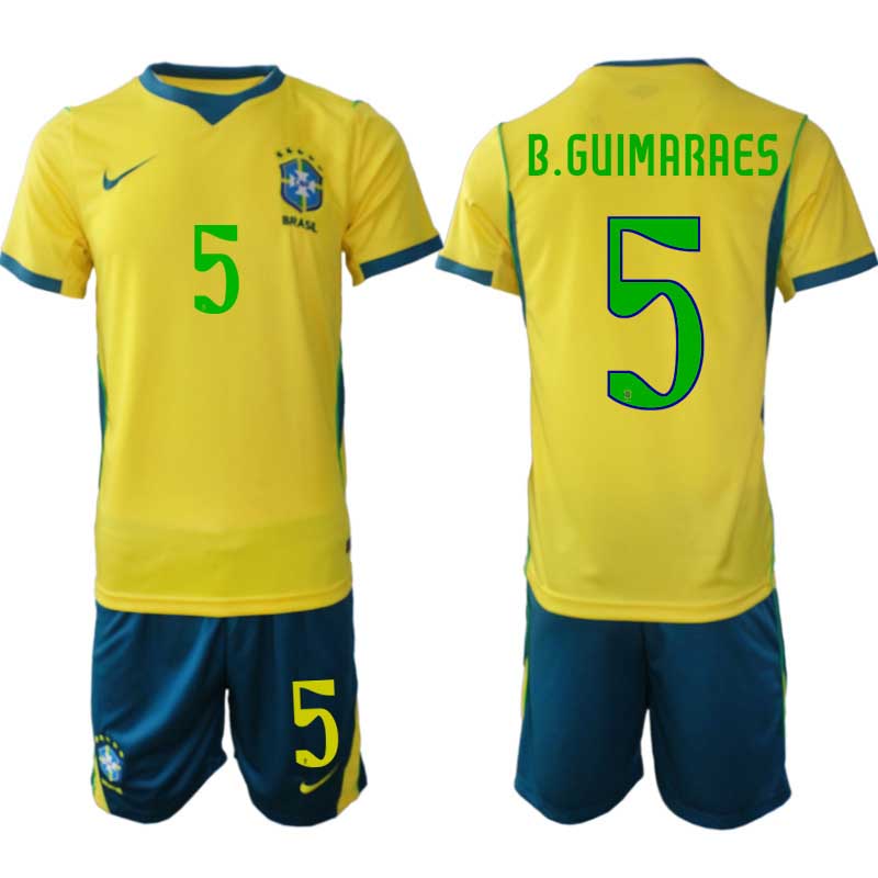 Brasilien Hemmaställ VM 2026 Bruno Guimarães #5 Herr – Fotbollströja + Shorts 1 Brasilien Hemmaställ VM 2026 Bruno Guimarães #5 Herr – Fotbollströja + Shorts