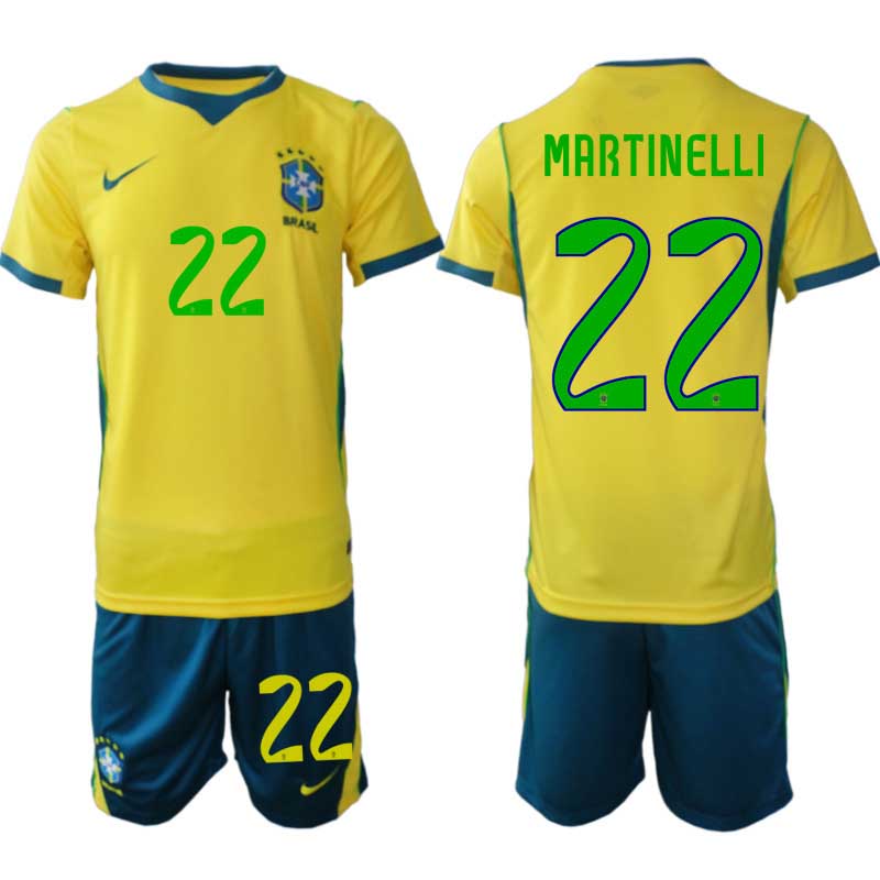 Brasilien Hemmaställ VM 2026 Gabriel Martinelli #22 Herr – Fotbollströja + Shorts 1 Brasilien Hemmaställ VM 2026 Gabriel Martinelli #22 Herr – Fotbollströja + Shorts
