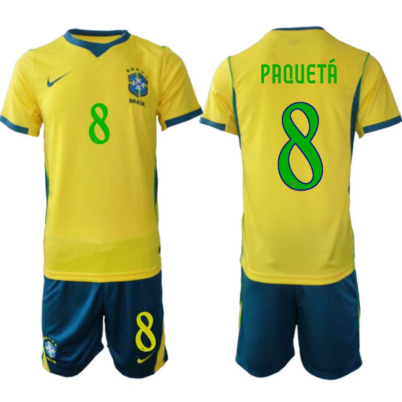 Brasilien Hemmaställ VM 2026 Lucas Paquetá #8 Herr – Fotbollströja + Shorts Brasilien Hemmaställ VM 2026 Lucas Paquetá #8 Herr – Fotbollströja + Shorts