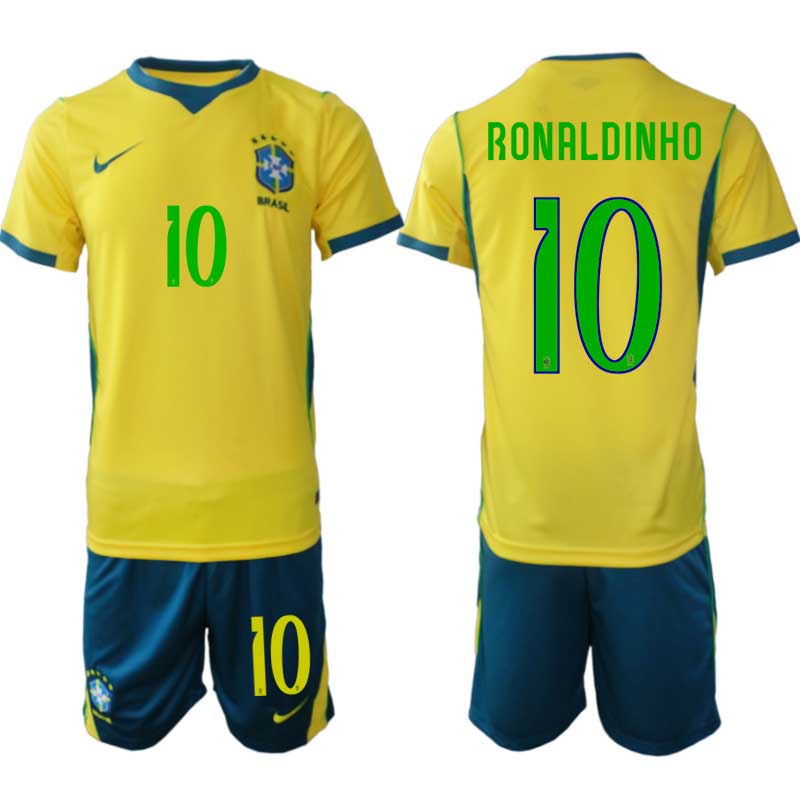 Brasilien Hemmaställ VM 2026 Ronaldinho #10 Herr – Fotbollströja + Shorts 1 Brasilien Hemmaställ VM 2026 Ronaldinho #10 Herr – Fotbollströja + Shorts