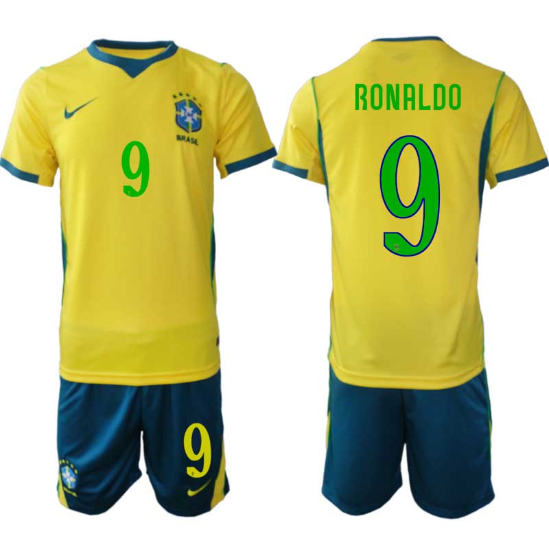 Brasilien Hemmaställ VM 2026 Ronaldo Nazário #9 Herr – Fotbollströja + Shorts