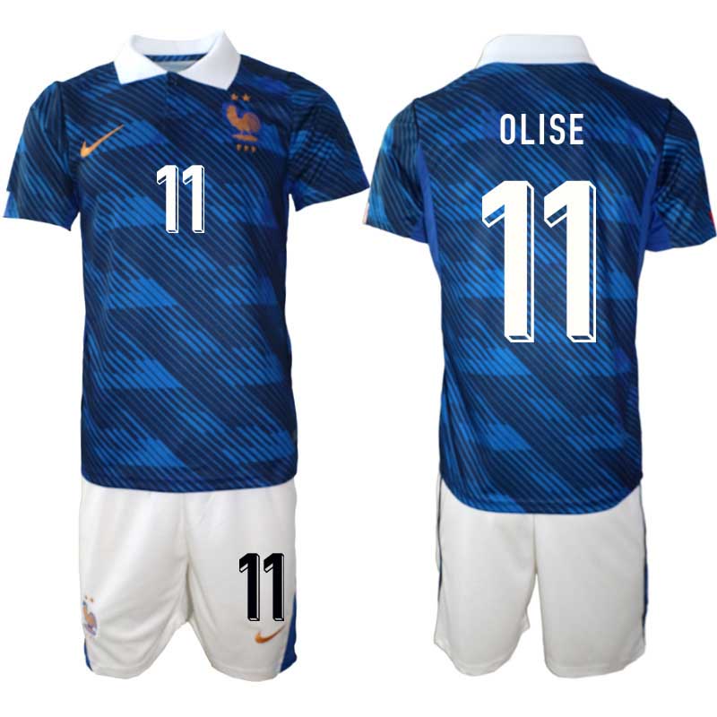 Frankrike Hemmaställ VM 2026 Michael Olise #11 Herr – Fotbollströja + Shorts