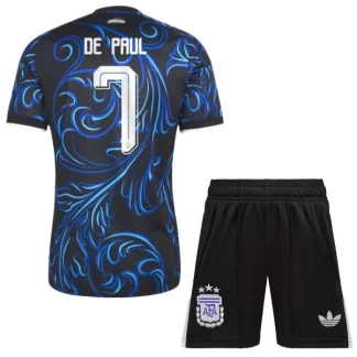 Argentina Bortaställ VM 2026 Barn – Rodrigo De Paul #7 Fotbollströja