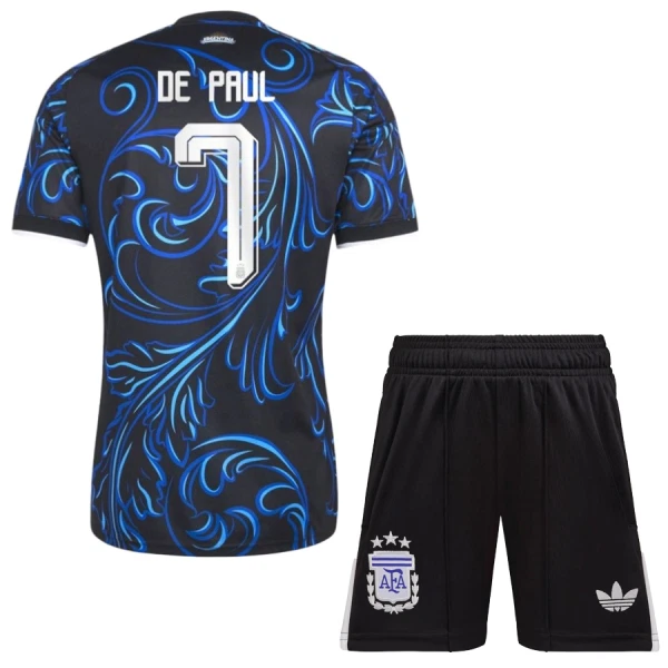 Argentina Bortaställ VM 2026 Barn – Rodrigo De Paul #7 Fotbollströja