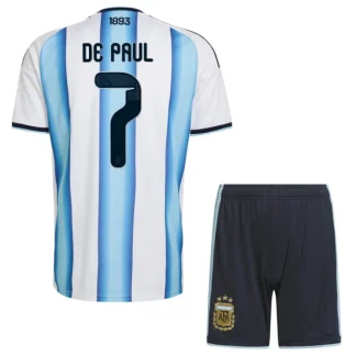 Argentina Hemmaställ VM 2026 Barn – Rodrigo De Paul #7 Fotbollströja