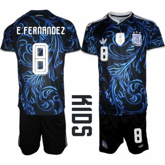 Argentina VM 2026 Bortatröja Barn – Enzo Fernández #8 Fotbollströja och Shorts Set