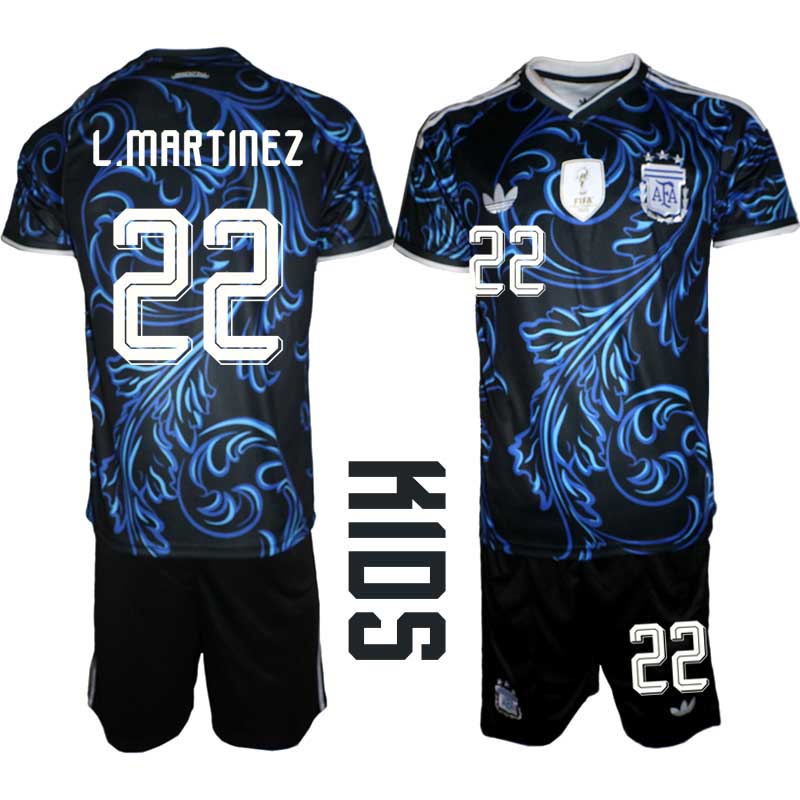 Argentina VM 2026 Bortatröja Barn – Lautaro Martínez #22 Fotbollströja och Shorts Set 1 Argentina VM 2026 Bortatröja Barn – Lautaro Martínez #22 Fotbollströja och Shorts Set
