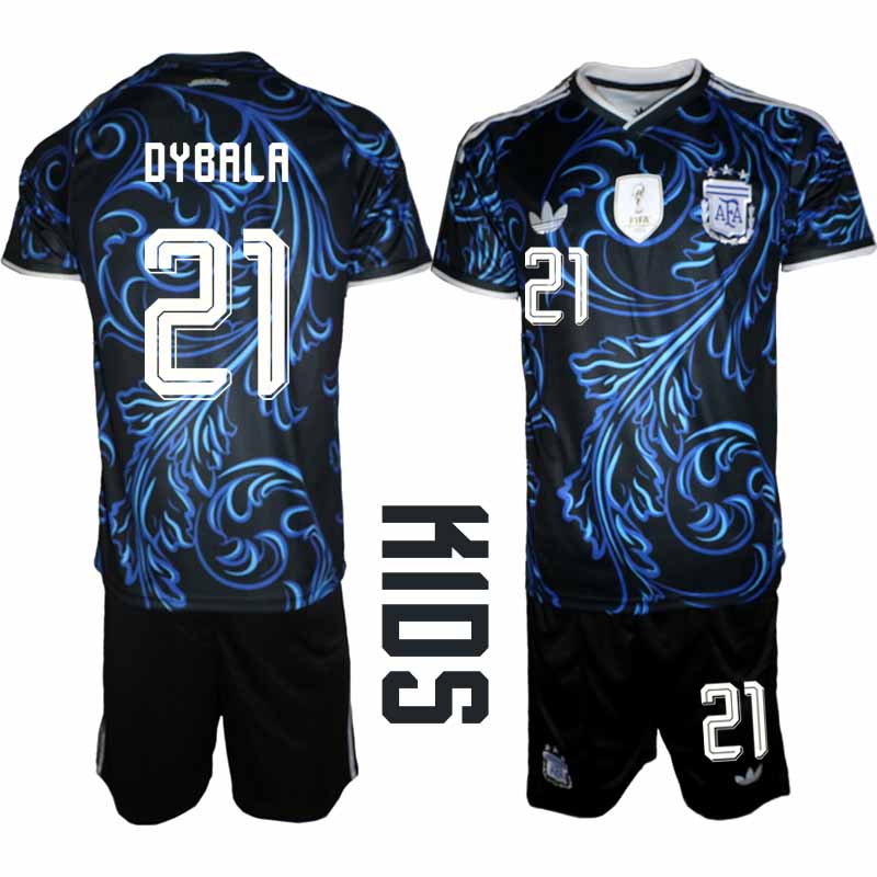 Argentina VM 2026 Bortatröja Barn – Paulo Dybala #21 Fotbollströja och Shorts Set 1 Argentina VM 2026 Bortatröja Barn – Paulo Dybala #21 Fotbollströja och Shorts Set