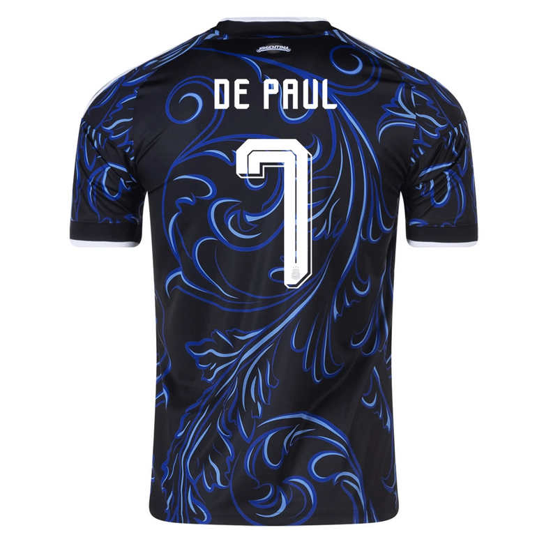 Argentina Bortatröja VM 2026 Herr – Rodrigo De Paul #7 Fotbollströja 1 Argentina VM 2026 Bortatröja Herr Rodrigo De Paul #7 Kortärmad Fotbollströja