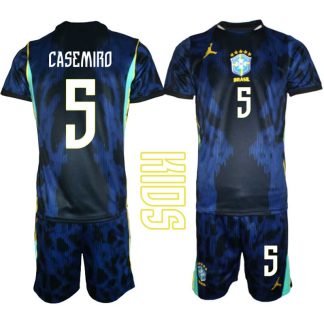 Brasilien Bortaställ VM 2026 Barn – Casemiro #5 Fotbollströja