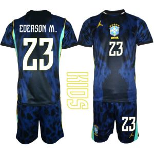 Brasilien Bortaställ VM 2026 Barn – Ederson #23 Fotbollströja