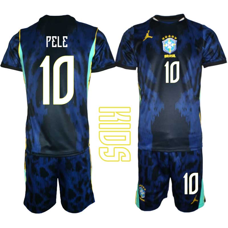 Brasilien Bortaställ VM 2026 Barn – Pelé #10 Fotbollströja 1 Brasilien Bortaställ VM 2026 Barn – Pelé #10 Fotbollströja