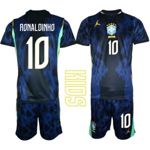 Brasilien Bortaställ VM 2026 Barn – Ronaldinho #10 Fotbollströja