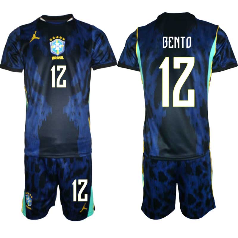Brasilien Bortaställ VM 2026 Herr – Bento #12 Fotbollsset Tröja & Shorts