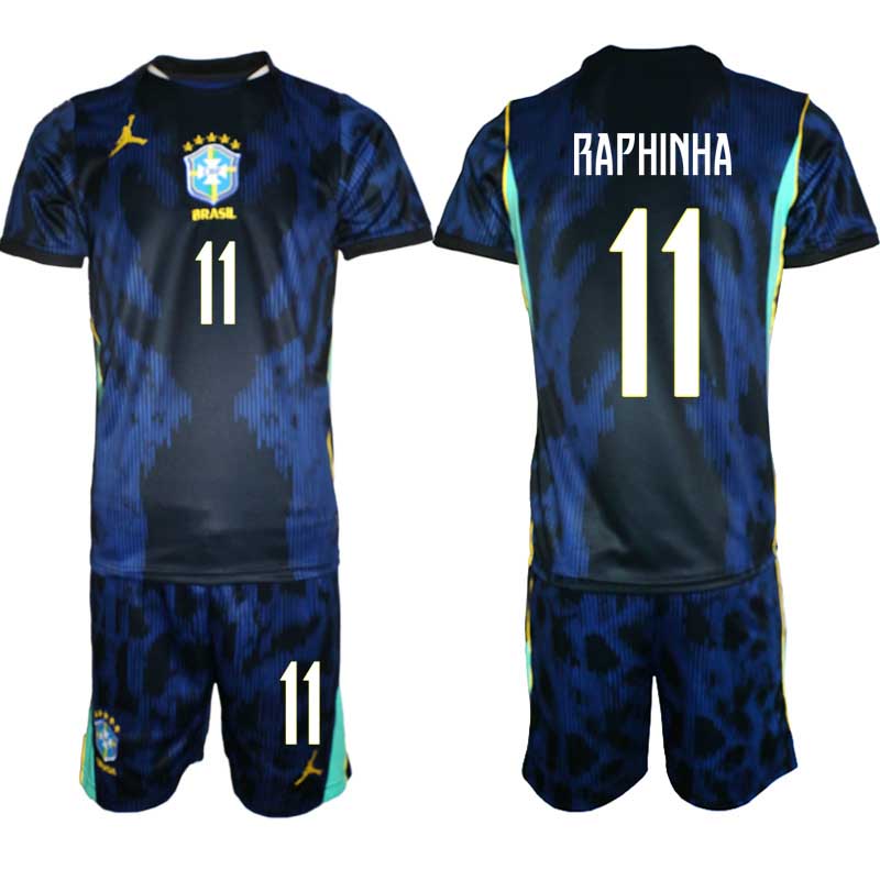 Brasilien Bortaställ VM 2026 Herr – Raphinha #11 Fotbollsset Tröja & Shorts