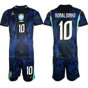 Brasilien Bortaställ VM 2026 Herr – Ronaldinho #10 Fotbollsset Tröja & Shorts